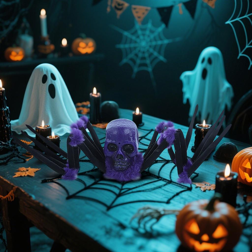 Halloween Decoration Horror, Halloween Giant Spider Decoration With Glowing Eyes, Crawling , With Sound Effects, Suitable For Indoor And Outdoor