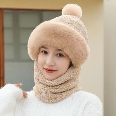 Cappello Invernale da Donna con Peluche Ispessito Ciclismo Antivento Antifreddo Sciarpa Maschera Integrata Caldo Protezione Orecchie e Fascia Cappello