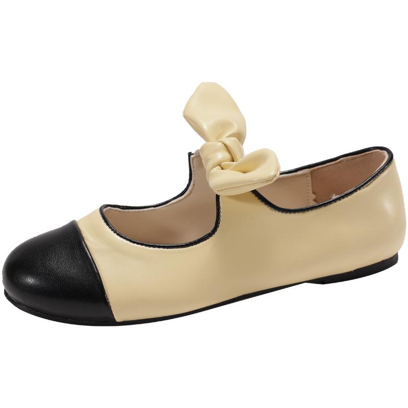 

[Shiei Suyin] Princess Nini~ Xiaoxiangfeng round head bow flat ballet single shoes female Mary Jane 40 жёлтый