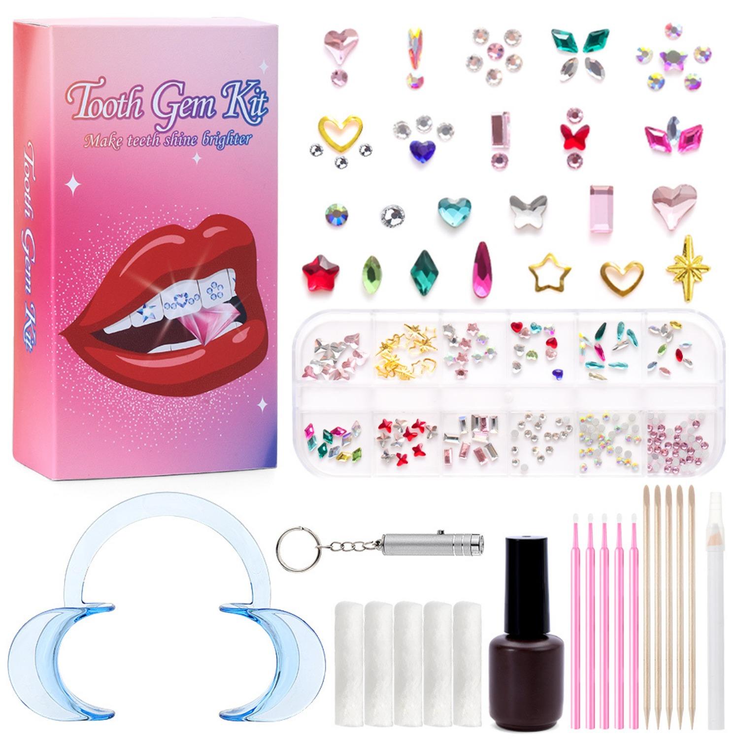 

Tooth Gem Kit,Teeth Jewelry Kit with Glue and Light,Tooth Gems Kit for Teeth,Professional DIY Tooth Gem Kit,Fashionable Crystal for Teeth Sweet Smile разноцветный