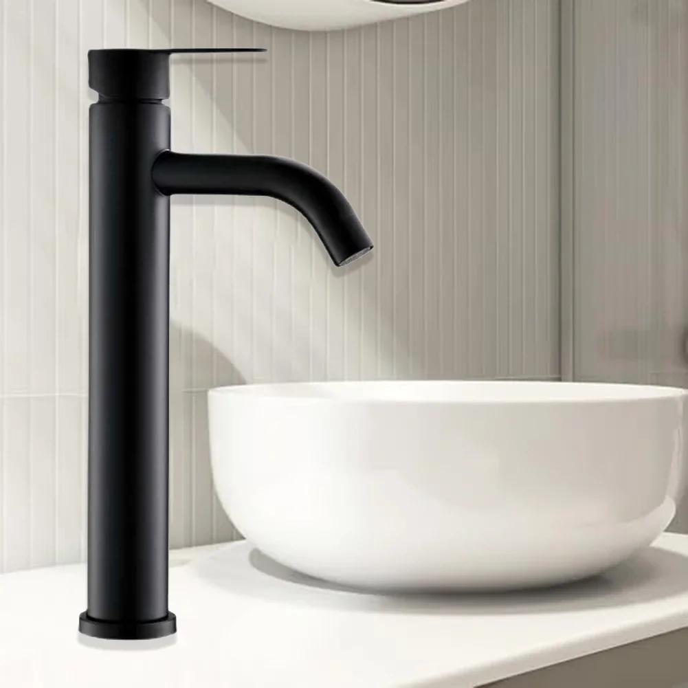 1 Set Bathroom Tap And 2 Water Pipe Matte Black Bathroom Mixer Tap Stylish Easy-To Install Bathroom Tap Home Replacement Faucet