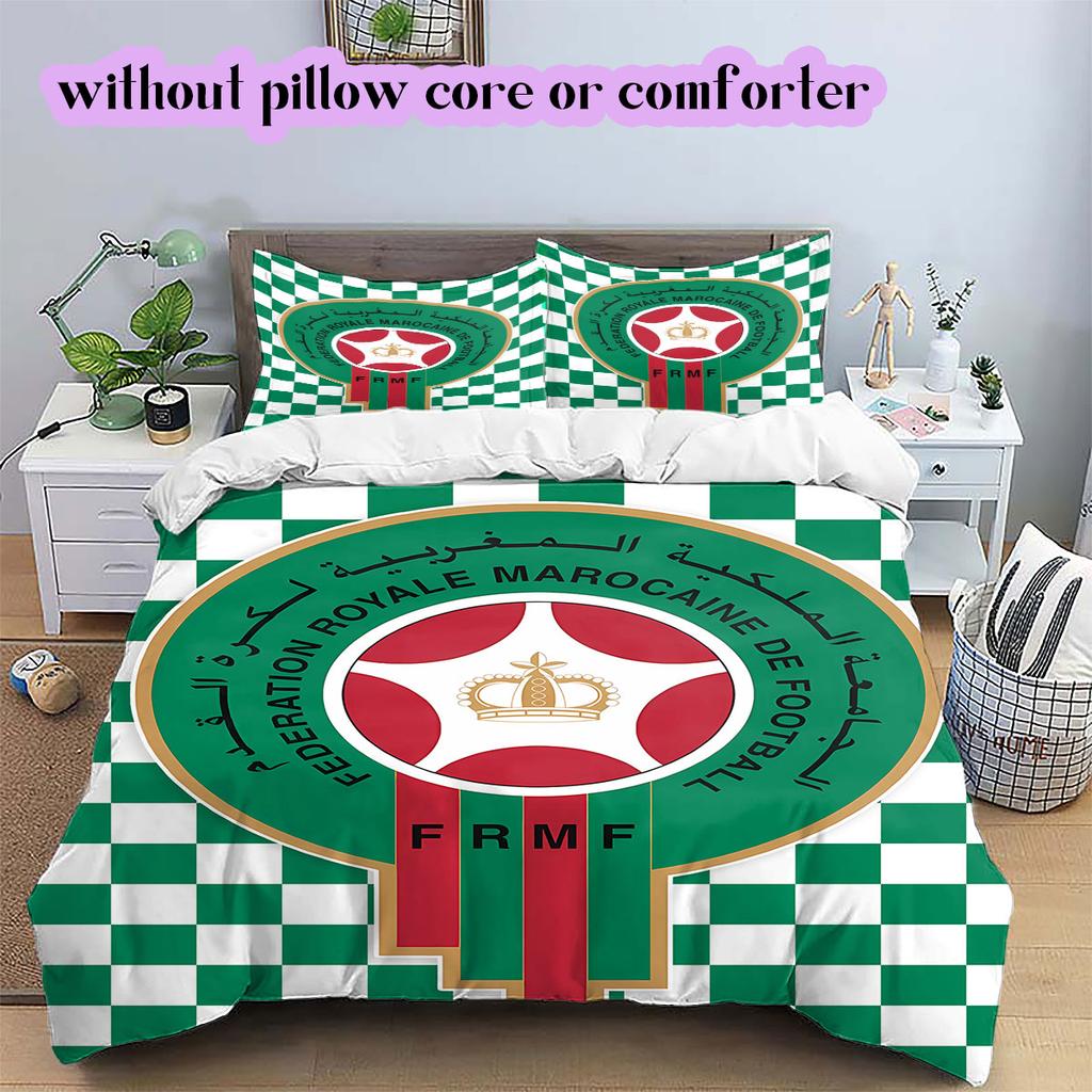 Morocco National Football Team Pattern Bedding,Quilt Set Quilt Cover Pillowcase Home Birthday Gift (1*duvet Cover+2*pillowcase,without Core)