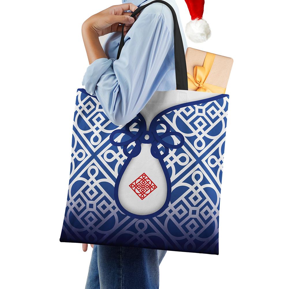 Vintage Print Casual Shoulder Bag Flowers Leaves Women Shopping Reusable Handbag Large Capacity Canvas Travel Beach Tote Bags CLE