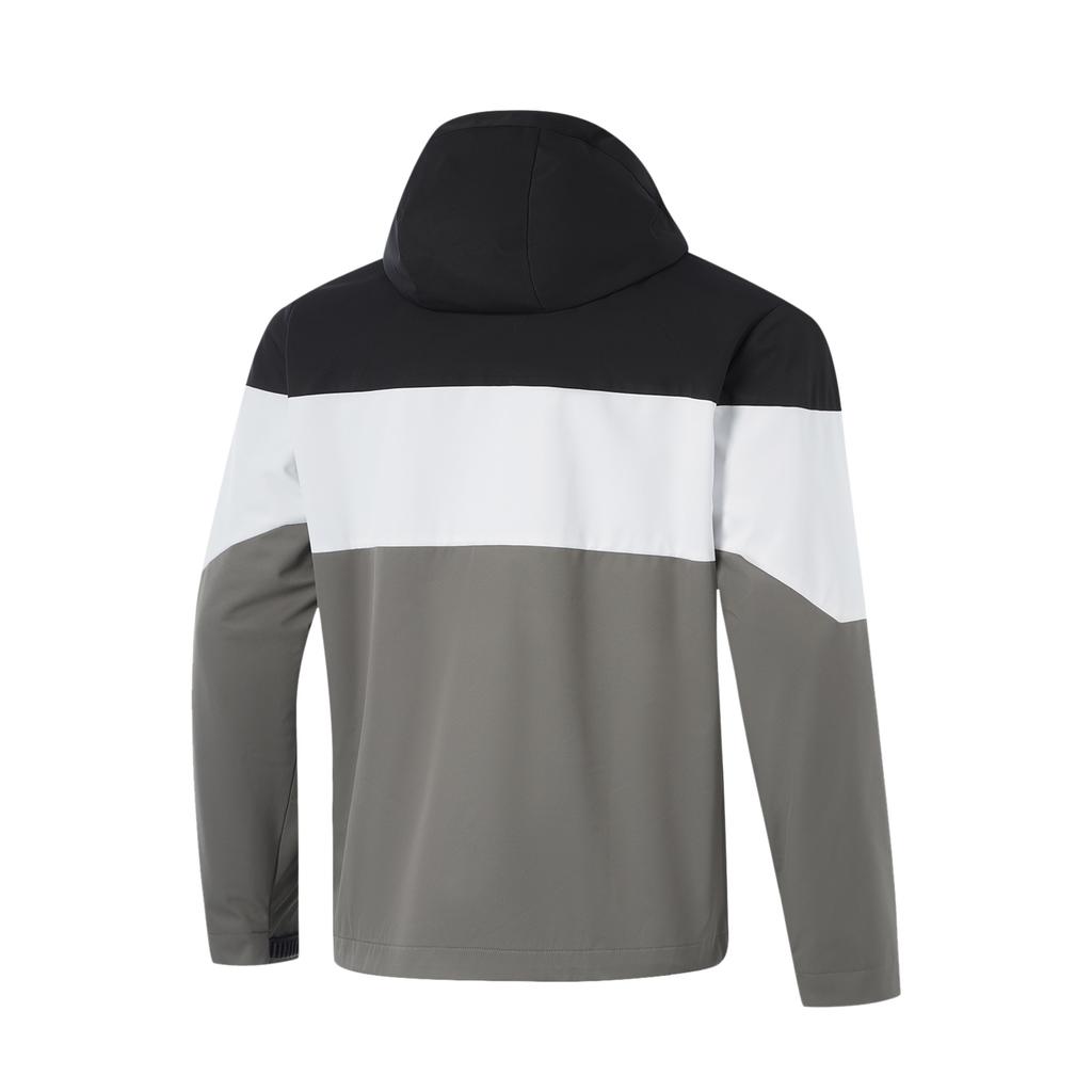 Li Ning Basketball Series Comfortable Warm Sports Windbreaker Men Outerwear Standard-White Asphalt-Gray AWBU045-1