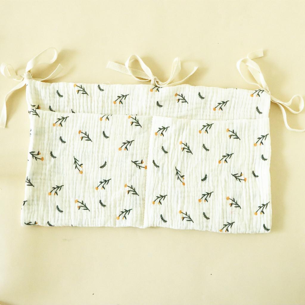 Baby Bedside Storage Bag With Double Pockets Made Of Cotton For Nursery Organization