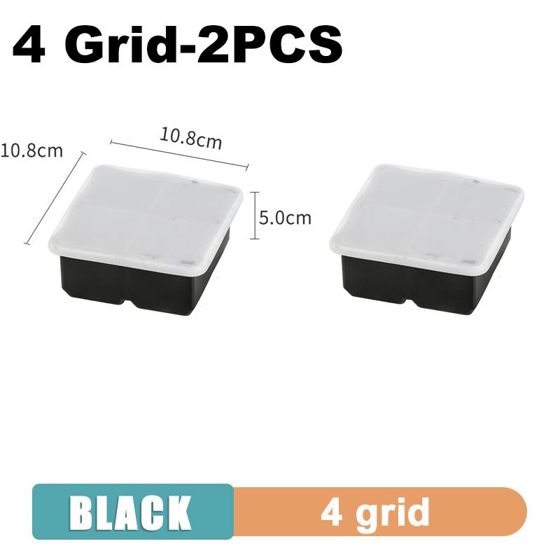 4/6/8 Grid Big Ice Tray Mold Giant Jumbo Large Food Grade Silicone Ice Cube Square Tray Mold DIY Ice Maker Ice Cube Tray