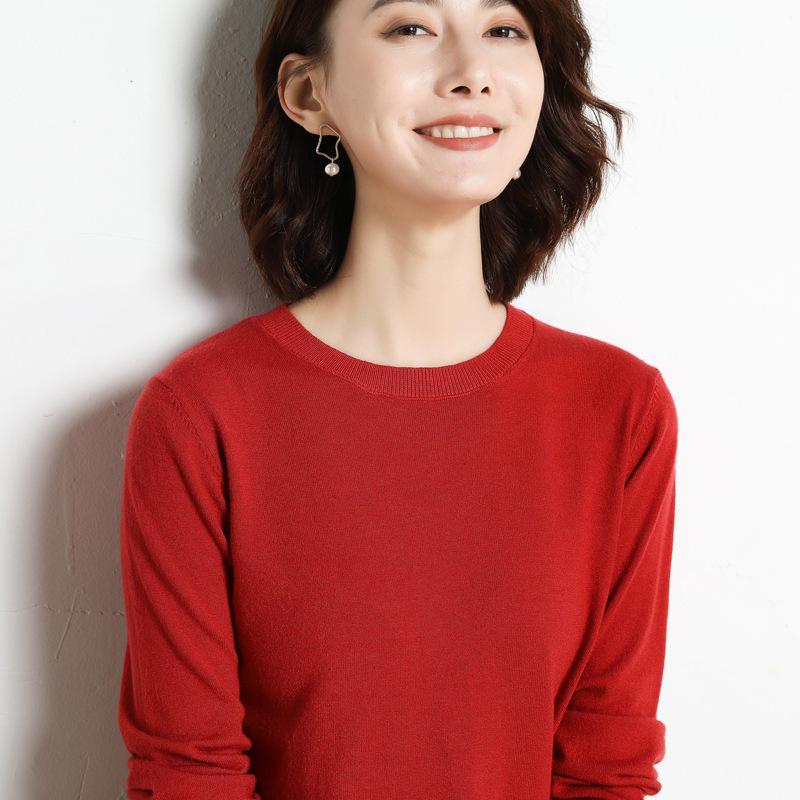 Women's Loose Fit Korean Style Round Neck Pullover Sweater, Versatile Base Layer for Spring and Autumn 2023