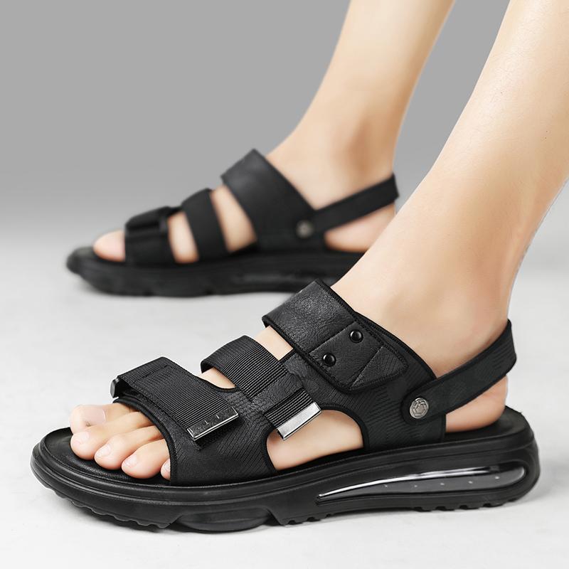 

Новые мягкие сандалии на воздушной подушке, мужская летняя обувь из натуральной кожи, удобная повседневная обувь из плетения, пляжная обувь высокого качества 44 чёрный