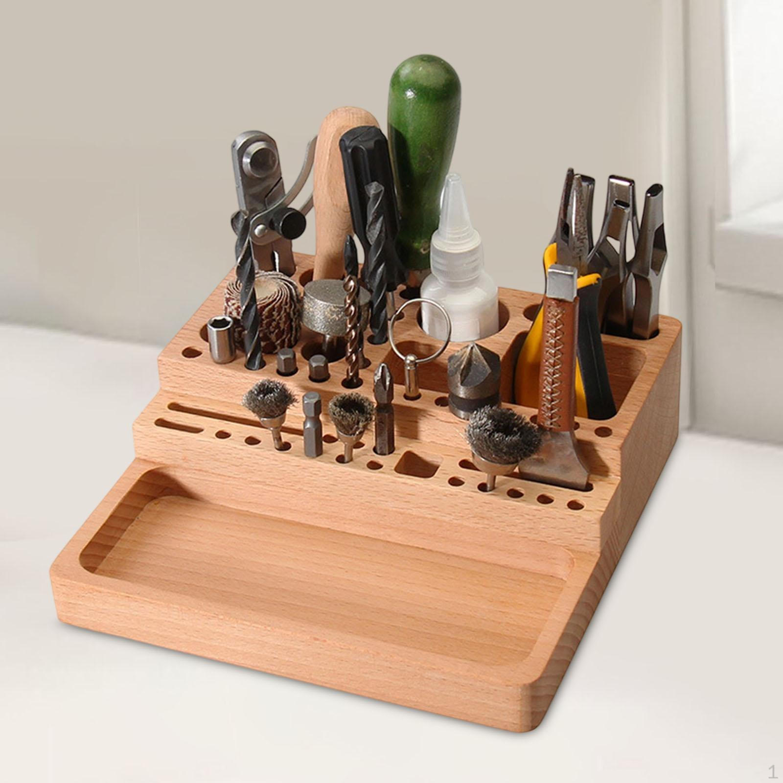 

Desk Organizer Craft Tool Box,with Slots Holes,Professional,Wooden Office Accessories Art Supply