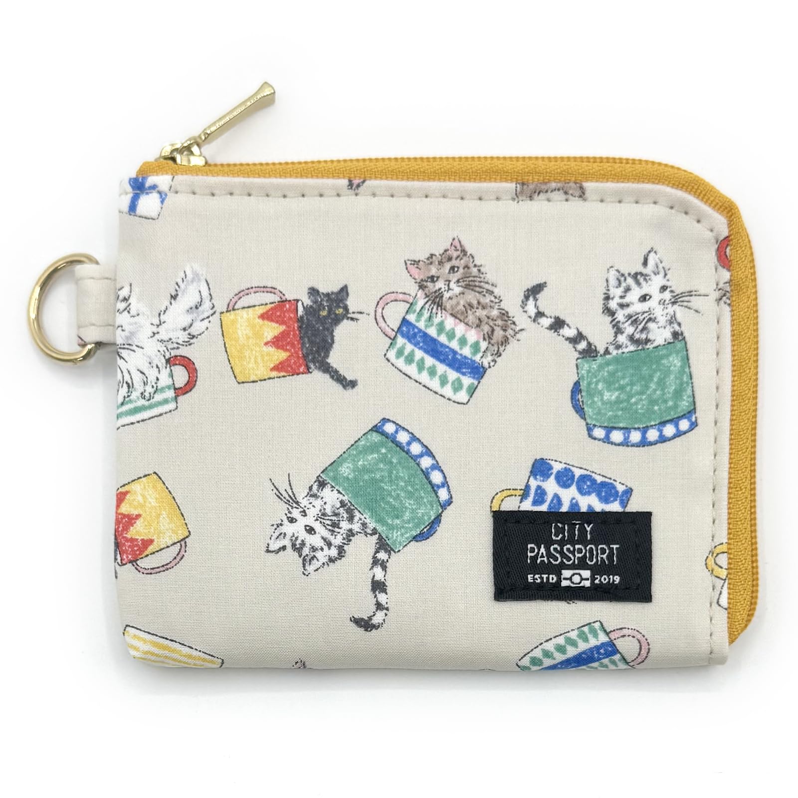 

Small Wallet, Pass Case, Coin Case, Cat Pattern, CITYPASSPORT (White)