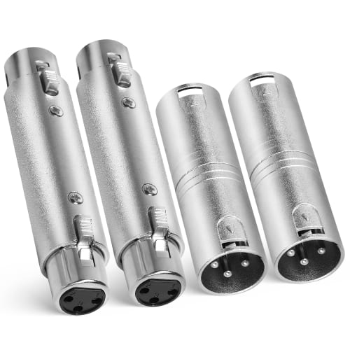Togconn XLR Adapter 4-Pack, Includes 2 XLR Male-Male Connectors and 2 Female-Female Couplers, 3-Pin XLR Gender Changer Connectors, Compatible with Mix