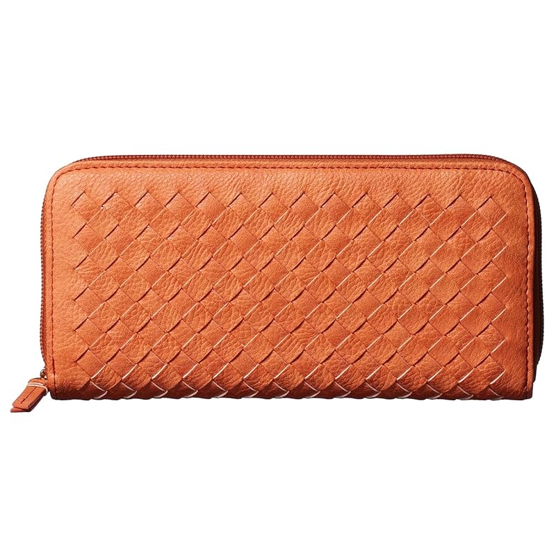 

[Rinle] long wallet wallet ladies woman fastener synthetic leather (Bright orange x mesh/orange)