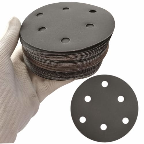 Aewio 50-Piece 125mm Waterproof Sandpaper, #1000 - #3000, Round, 6-Hole, Sanding Discs for Sanders, 1000, 1200, 1500, 2000, and 3000 Shafts (50-Piece