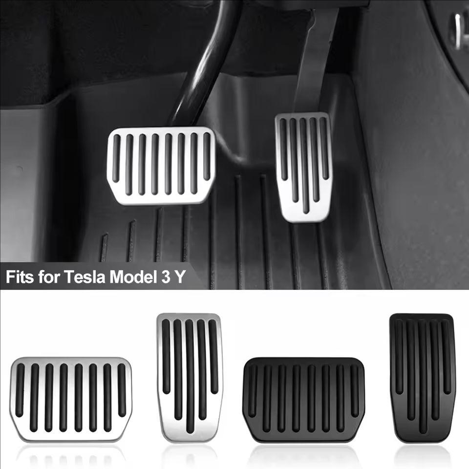 Aluminum Brake & Accelerator Pedal Cover for Tesla Model 3 Highland/Model Y (2023-2025) Easy Install Anti-Slip Foot Pads Premium