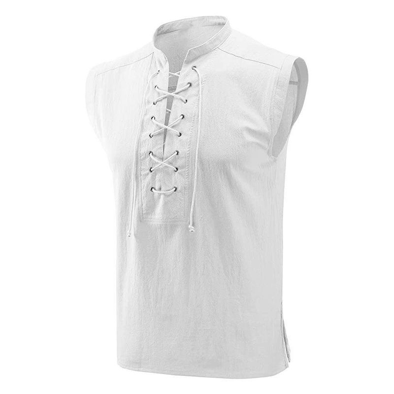 Amazon Medieval Viking Sleeveless Shirt Gothic Victorian Men's Loose Top T-Shirt