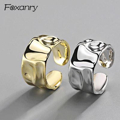 Unregelmäßiger handgefertigter Ring für Frauen, kreativ, geometrisch, breiter Ring, Schmuck, Geschenk, Größe 16,5 mm, verstellbar