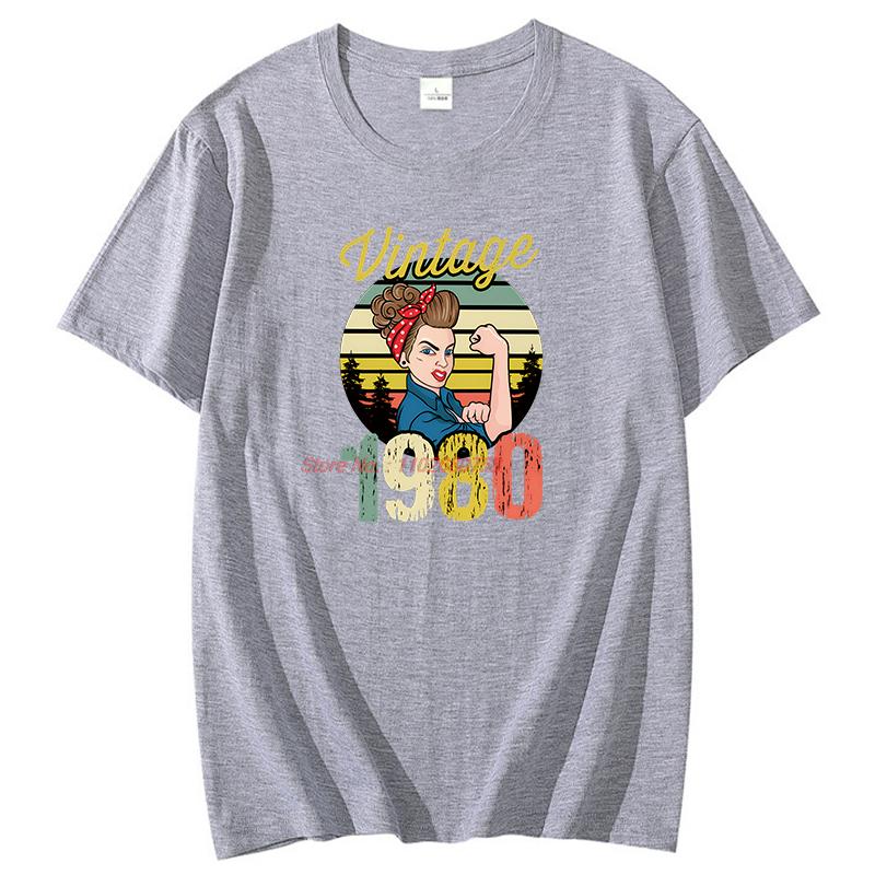 Vintage Born 1980 Graphic T Shirts Birthday Gift Cotton Short Sleeve Tshirts Unisex New Shirts And Tshirts Print T Shirt