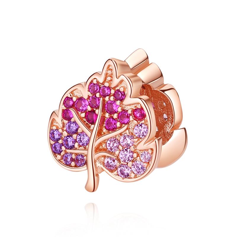 Original 925 Sterling copper Charm Bead Family Tree Mom Pendant Safety Chain Charms Rose Gold Fit Brand Bracelets DIY Zircon