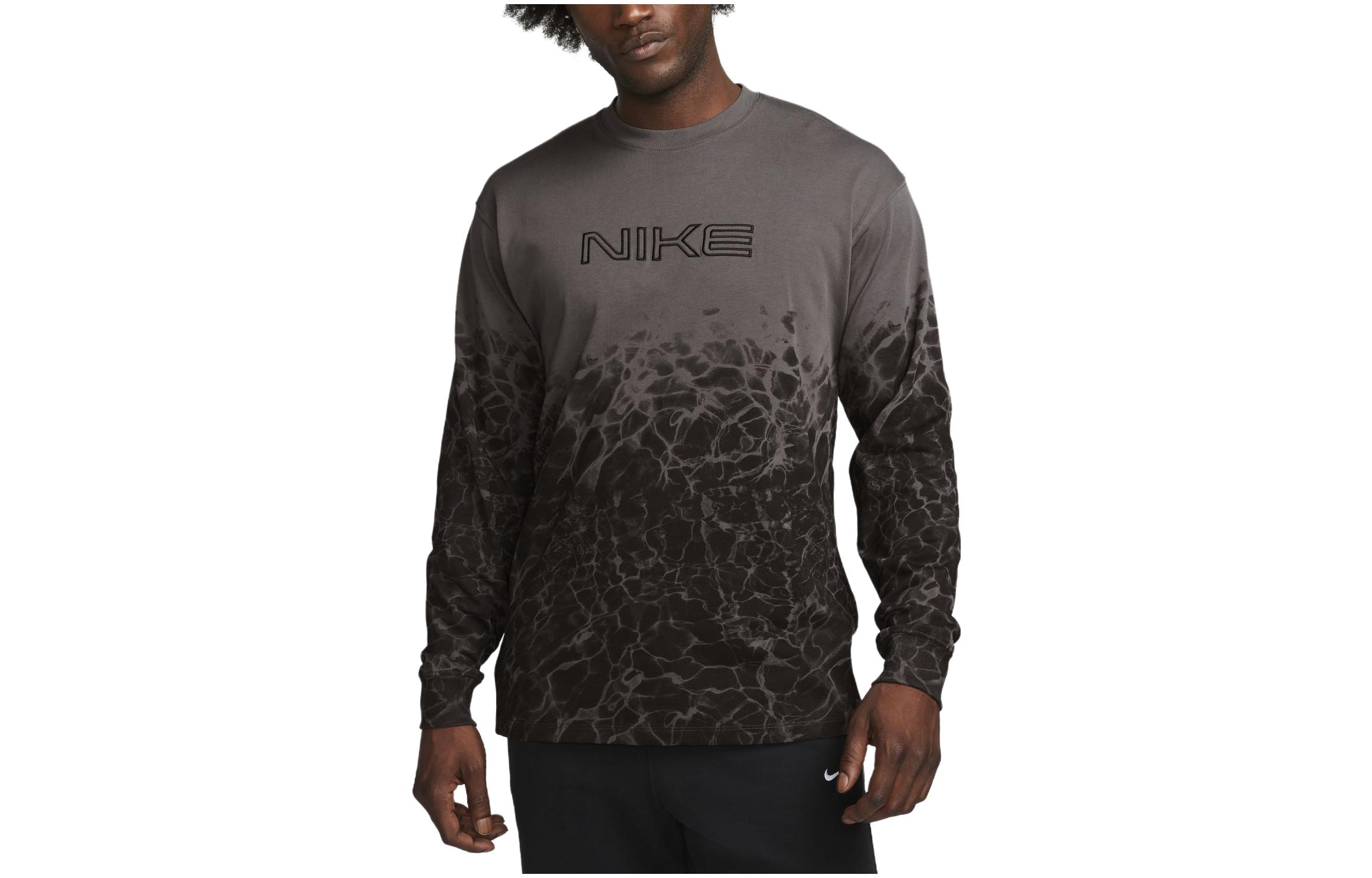 Nike T Shirts Unisex Gray Black Crew Neck Moderate Straight Fit FB3031-068 L