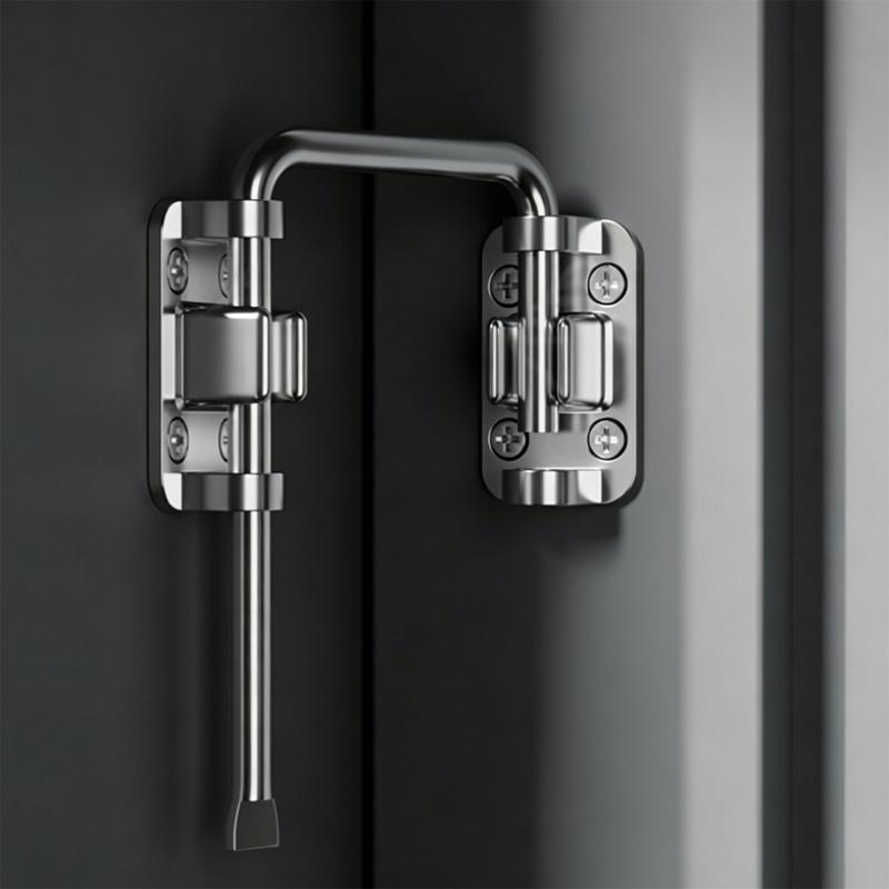 Door Bolt Fastener Metal Body with Adhesive Tape and Screws for Door Window Cabinet Fitting In Home Repair Use