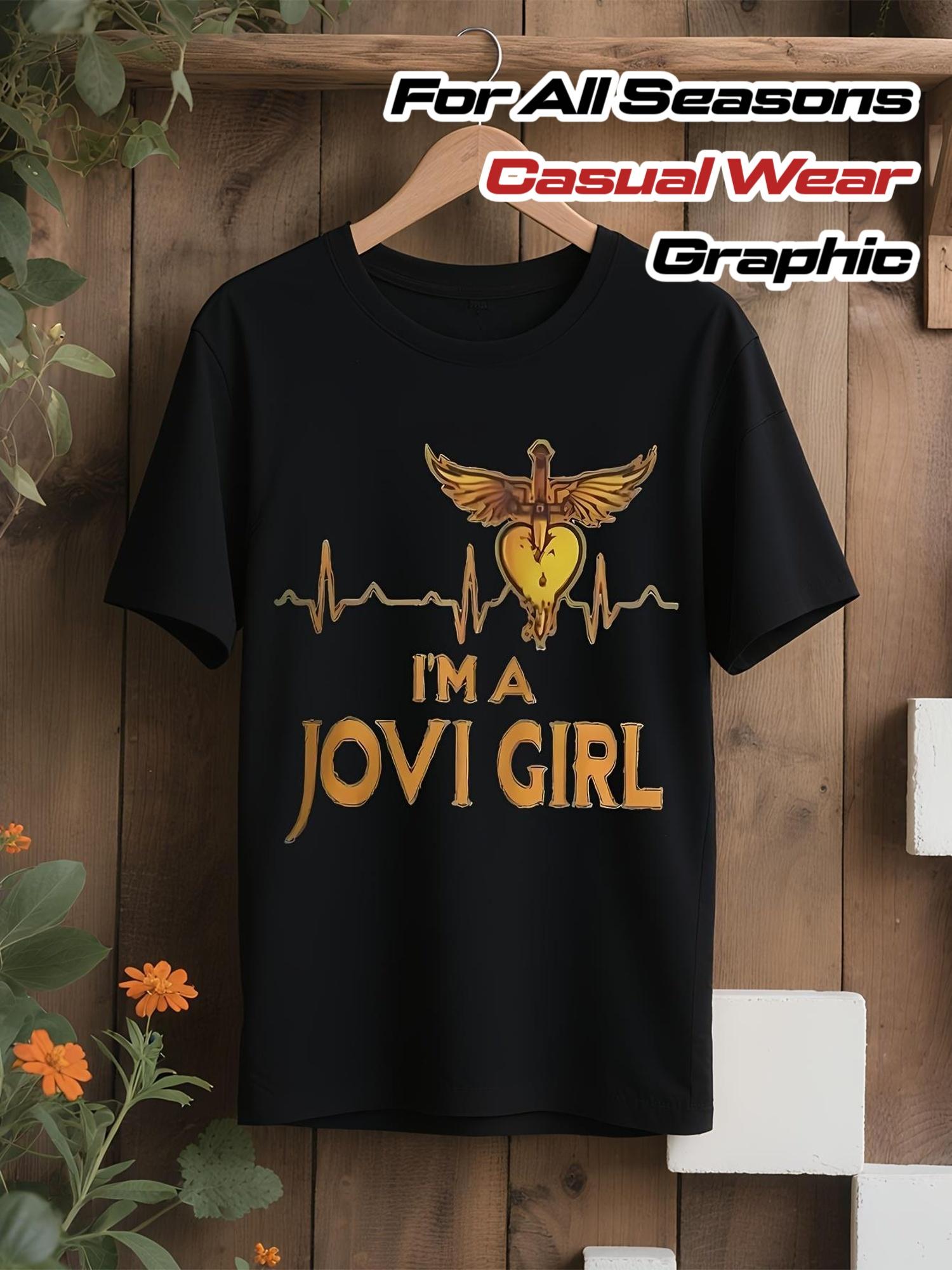 

New Men s Bon Fan T-Shirt- Band Graphic Tee with I a Bon Girl Slogan M