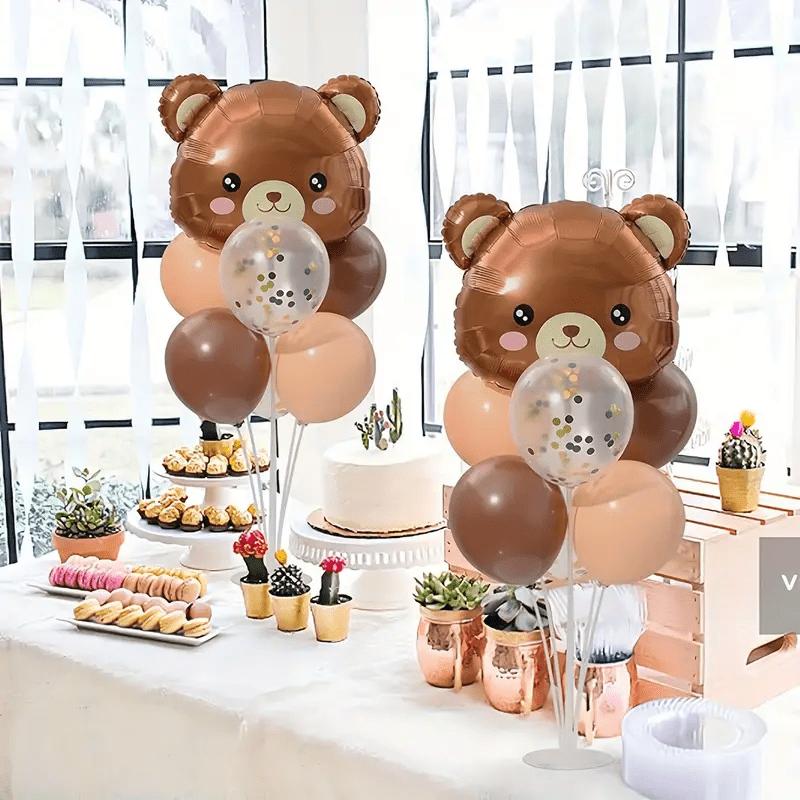 5pcs Cartoon Brown Bear Head Aluminum Foil Balloon Set Cute Animal Theme Party Decoration Birthday Balloons Festival Photo Props