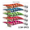5Pcs Glow in The Dark Luminous Squid Fishing Lure 3D Eyes Wooden Shrimp Bait  Saltwater Fishing