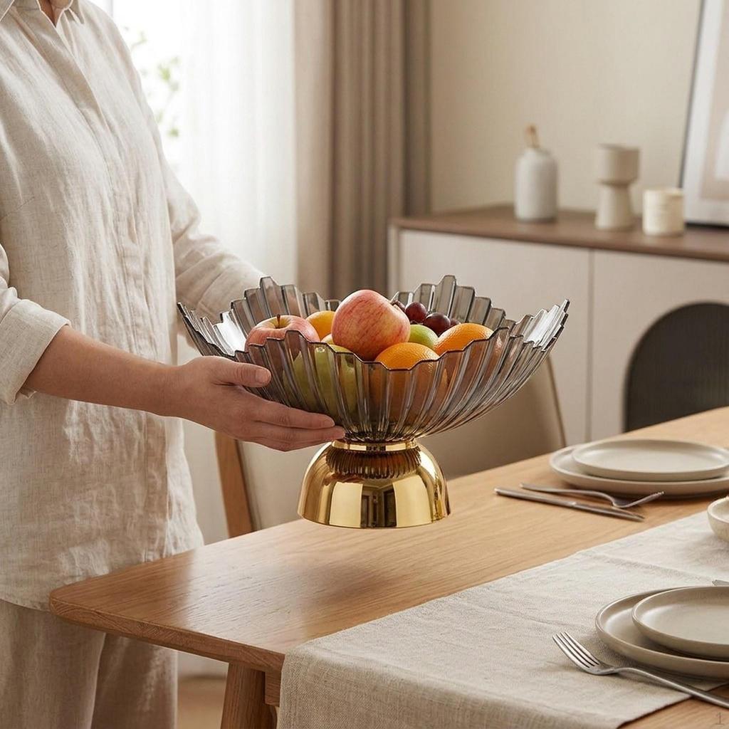 Fruit Bowl on A Pedestal, Trendy, Portable And Elegant Tray, Serving Tray for Dining Room,