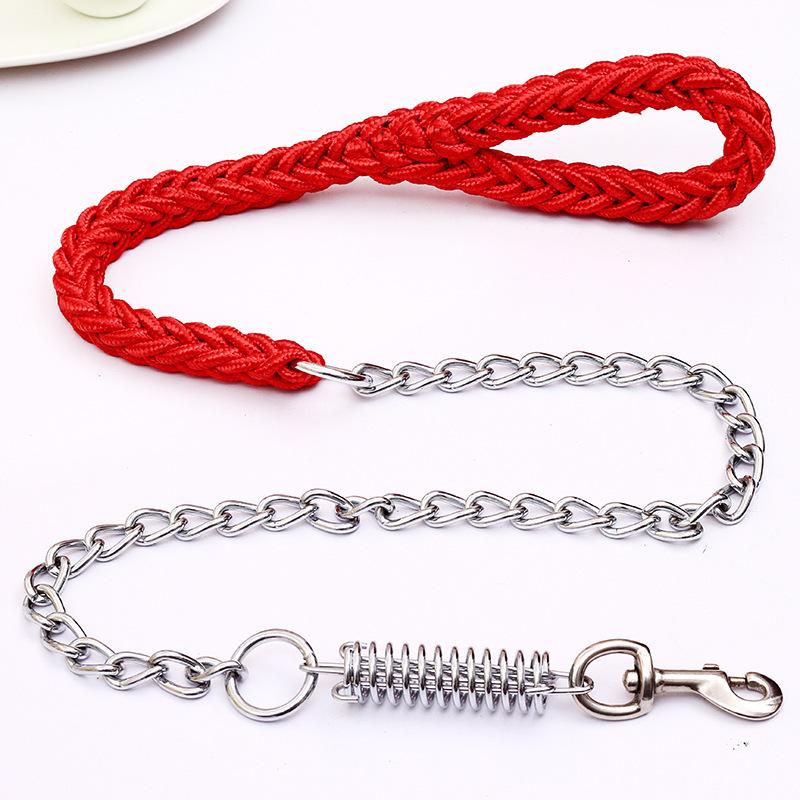 Large Dog Leash Dog Chain Anti-bite Punch Golden Retriever Alaska Collar Medium Large Dog Dog Leash Iron Chain