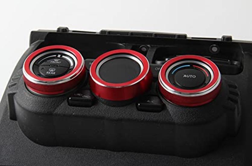 SNZ Suzuki New Jimny Air Conditioner Dial Ring Set of Interior Accessories for Jimny Sierra JB74w Covers, 3, (Red) JB64w,