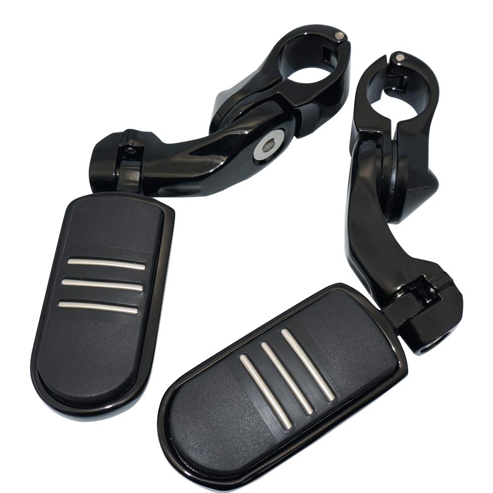 FOVPLUE Highway Motorcycle Adjustable Angle Highway Footpegs for Road Road Street Electra and 1 Highway Black 1.25" Pegs, Harley-Davidson Touring,