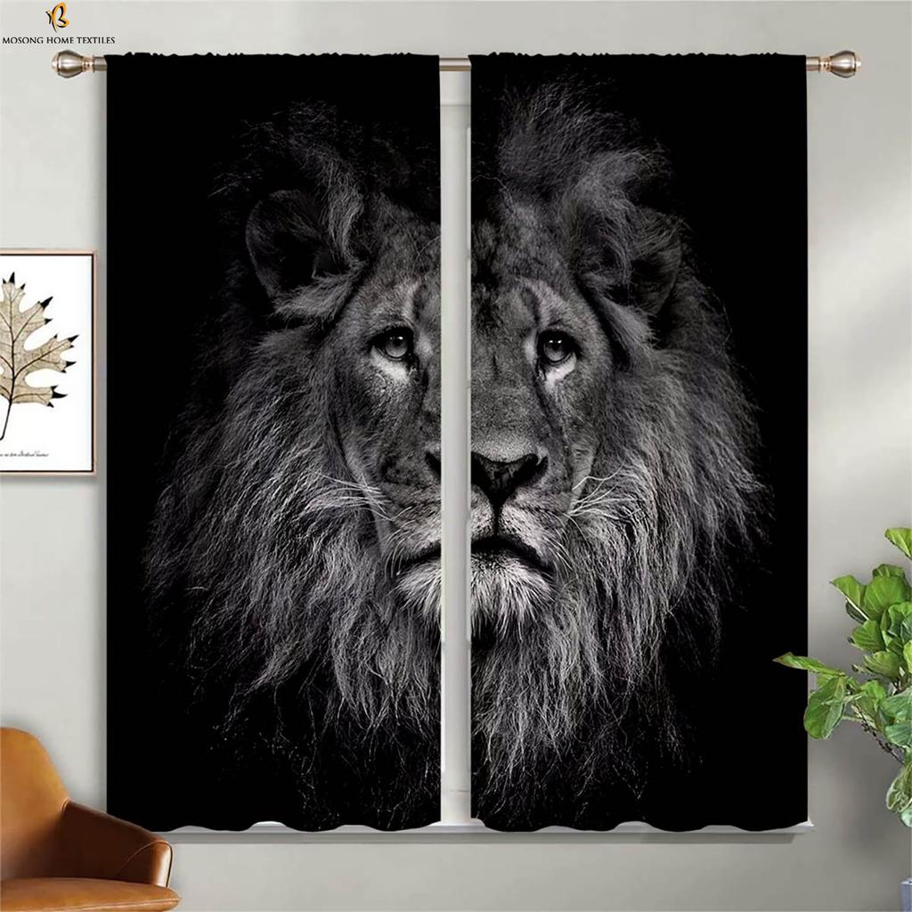 Cheetah Tiger Animal 3d Three-Dimensional Printing Curtain Bedroom Living Room Study Kitchen Window Decoration Curtain 2 Pieces