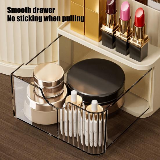 Cosmetic Storage Box 360 Makeup Organizer Holder Transparent Drawer with Brush Degree Rotating Large Vertical Pattern