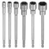 3-15pcs Nut Driver Drill Bit Set 5.5-19mm Metric Impact Socket 1/4" Hex Shank 6" (150mm) Extra Long Magnetic 6-Point Sockets