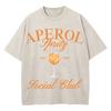 Cotton Vintage Washed Aperol Spritz Club Tshirt New Fashion Men Casual Retro Lemon Cool Oversize Loose Acid Wash Tee Shirt