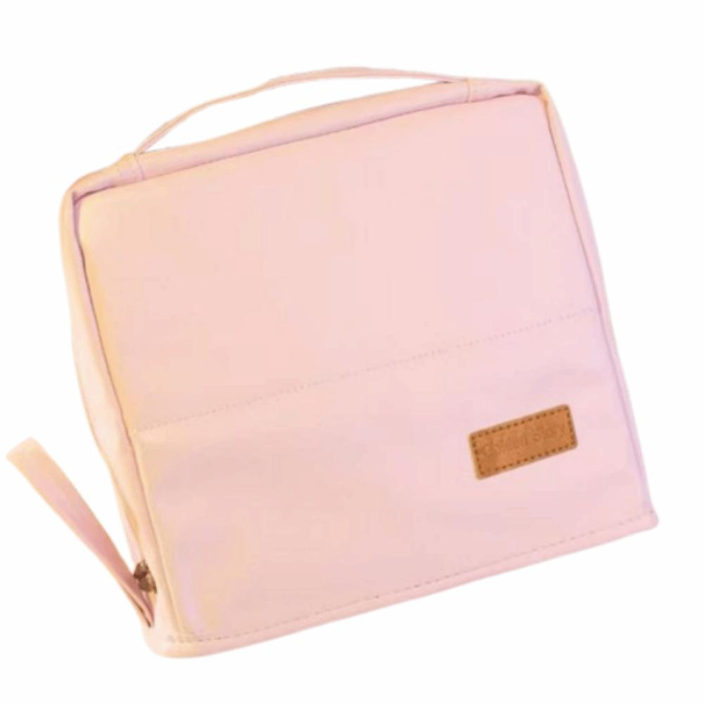 

Портативный стоячий пенал однотонный дорожный органайзер для макияжа косметичка женская розовый