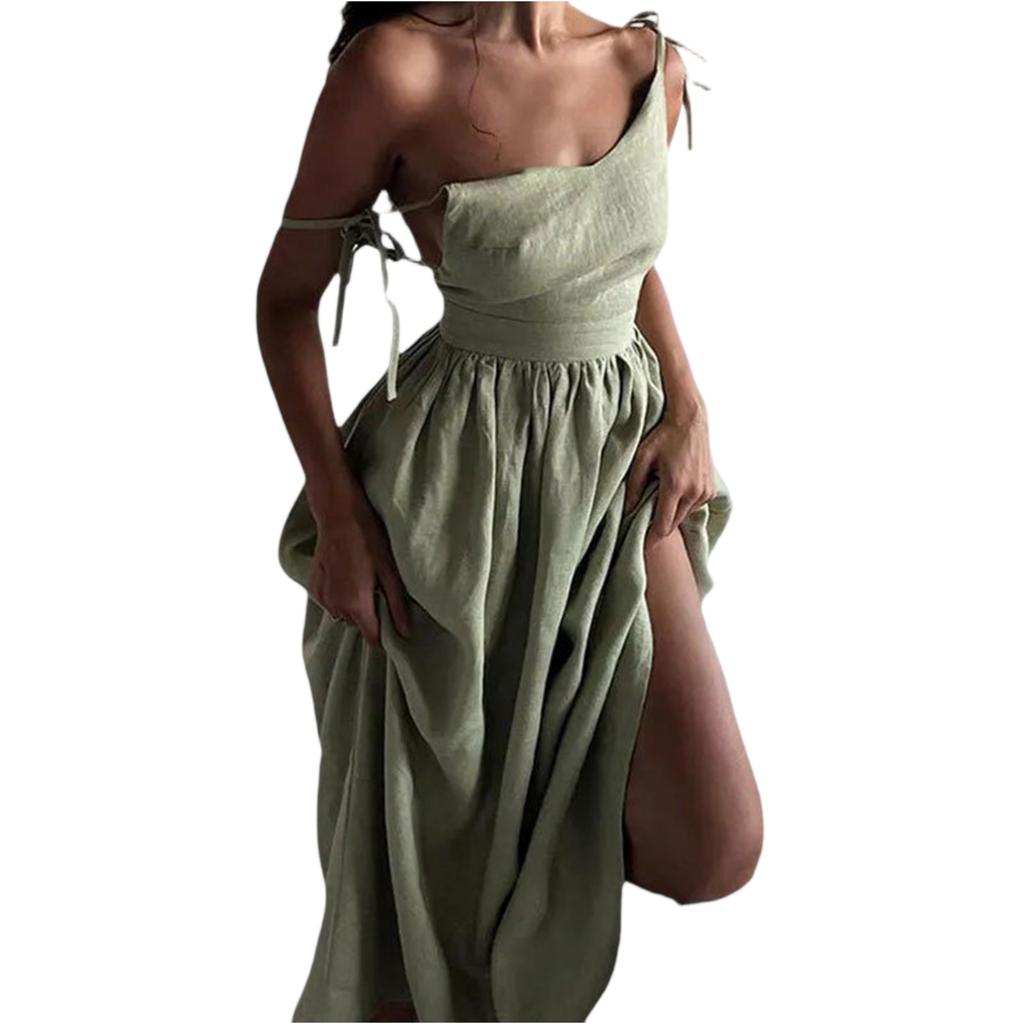 Women's Summer Backless Elegant Sexy V-Neck High Waist Suspender Dress