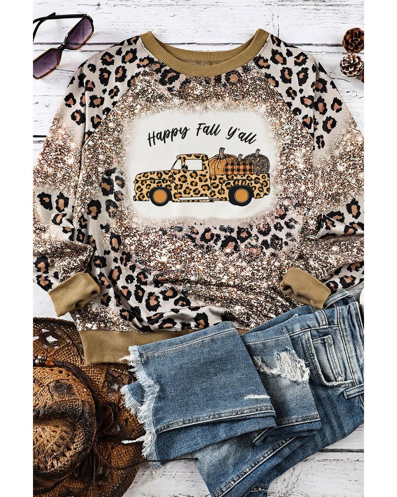 Azura Exchange Leopard Tie Dyed Pumpkin Truck Graphic Top