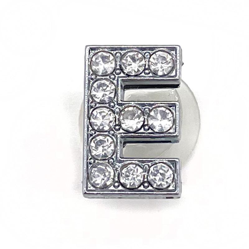 Charms Scarpe Diamante Strass Scintillante Lettera Argento Cristallo Alfabeto Decorazioni Scarpe Gioielli Slider Braccialetto Braccialetti