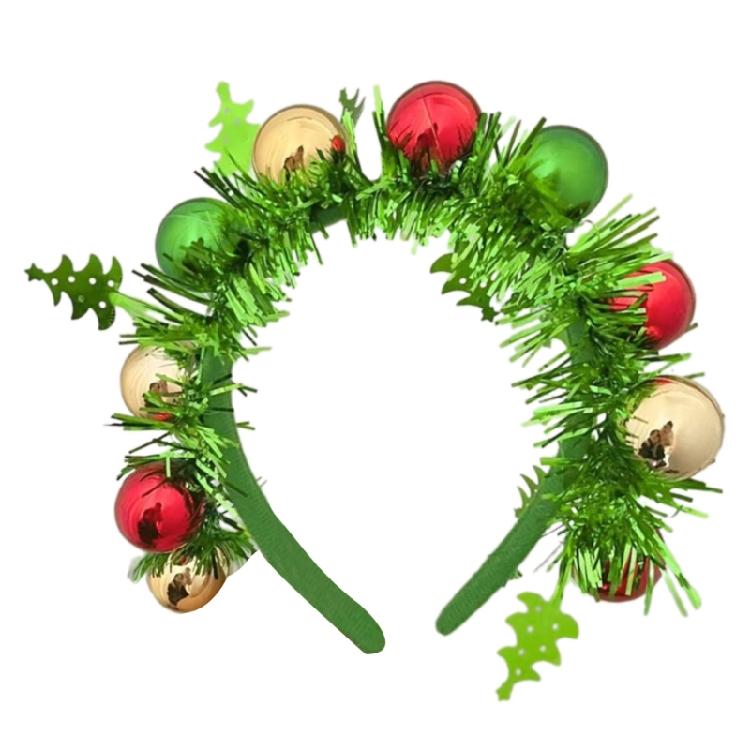 Holiday Hair Clip With Balls Accent, Christmas Hair Hoop Plastic Hair Ornament Hairband For Day Wear Celebration