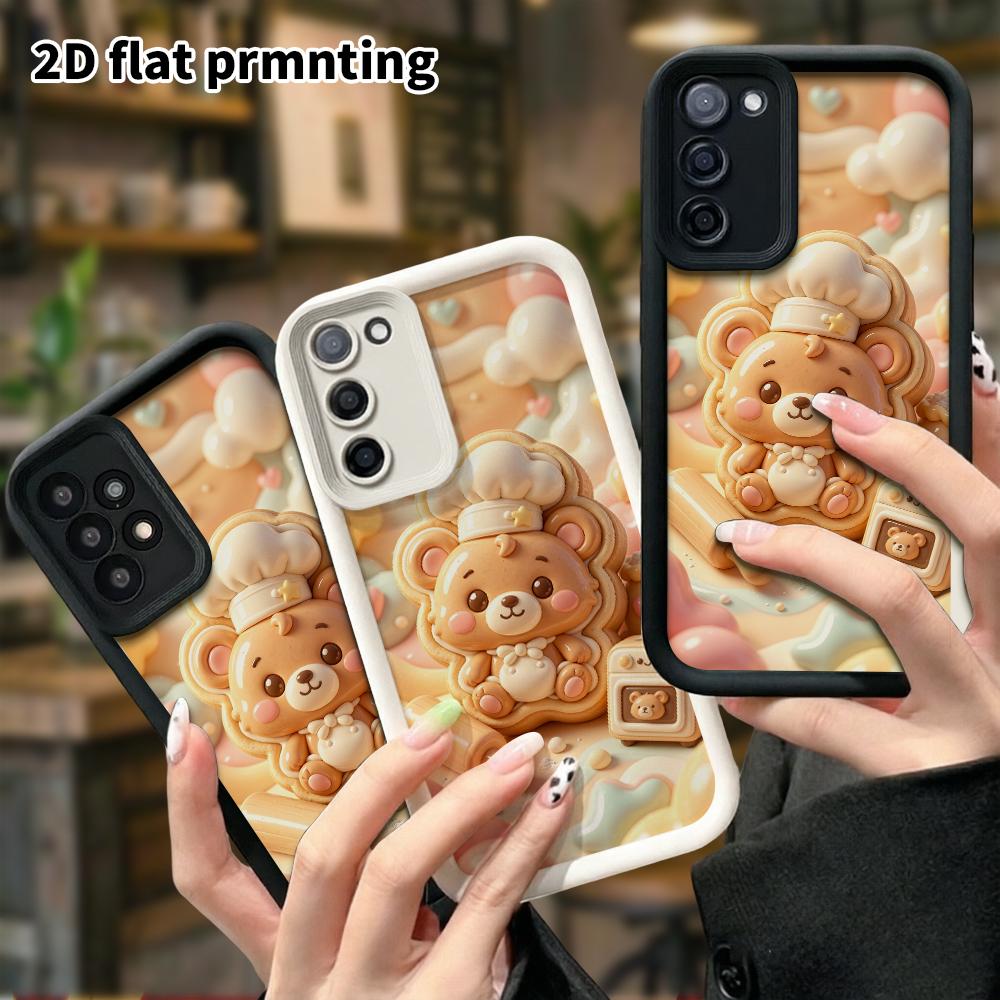 Phone case: 2D flat, suitable for Samsung Galaxy A34 A35 M05 M06 S20 S22 S21 FE Plus 5G protective case, little bear cookies, perfect Christmas and Ha