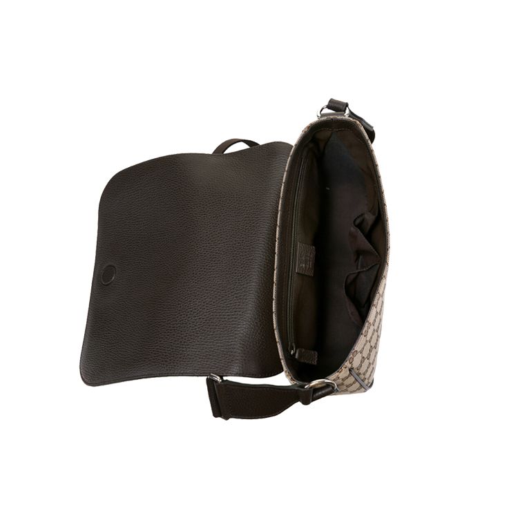 Gucci Vintage Logo Leather Canvas Messenger Bag Men Bags Ebony Dark-Brown 449172-KY9KN-9886