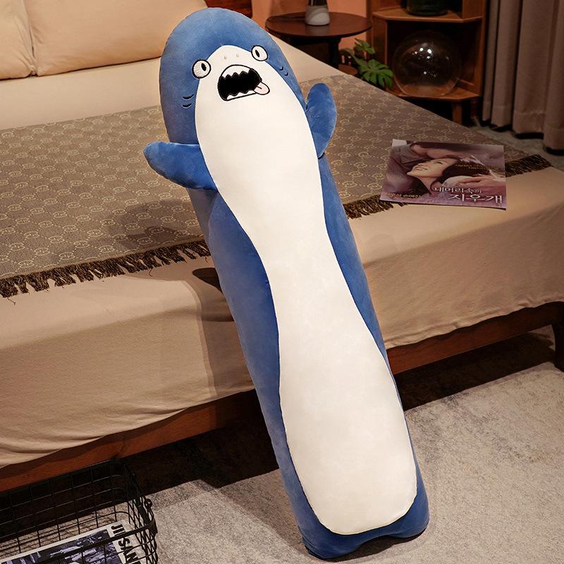 Shark Long Throw Pillow Children'S Bed Sleeping Pillow Doll Sea Animal Plush Toy Big Throw Pillow Birthday Gift