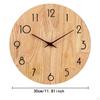 Decorative Hanging Clock Round Wall for Kitchen Living Room Decoration Light Wooden