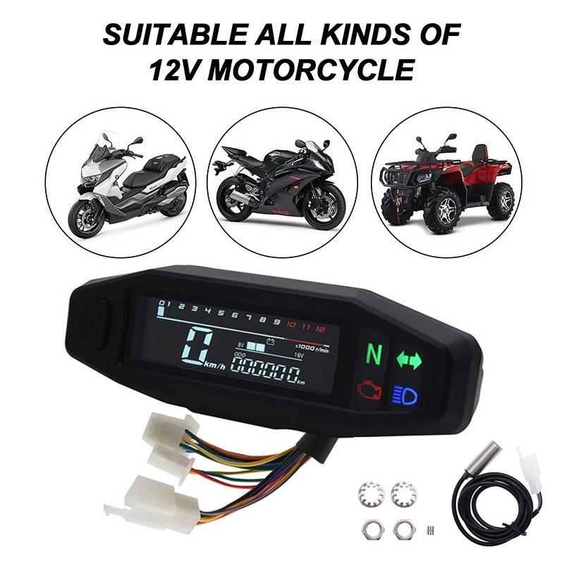 Universal Motorcycle Speedometer Oil Gauge Tachometer Digital Meters Instrument Cluster Turn Signal Light Indicator