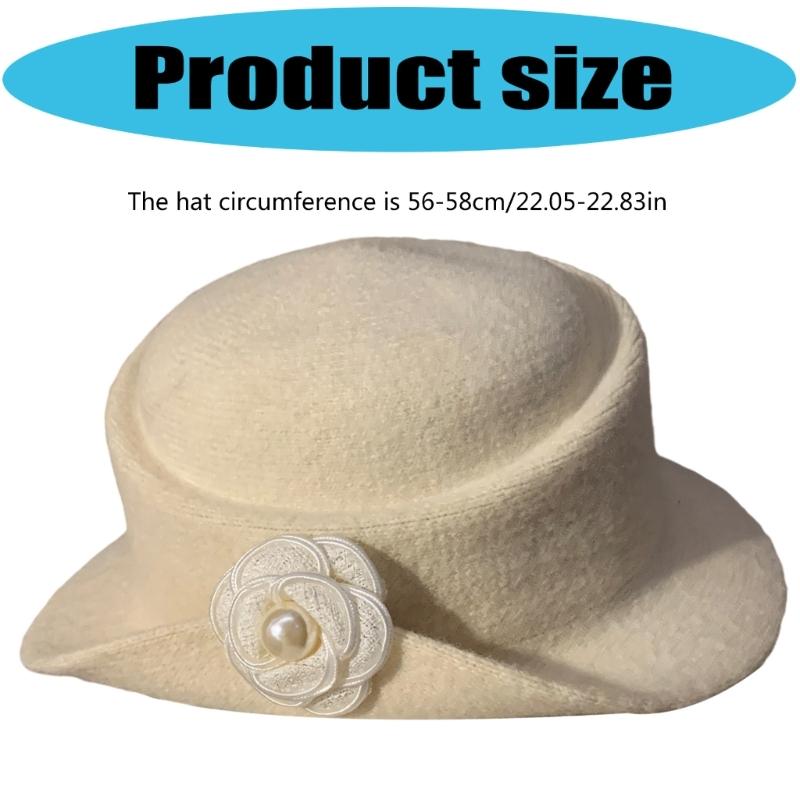 Stylish Fisherman Hat with Camellia Flower Accent Fashion Winter Accessory for Elegant Style Soft Cotton Fabric Hat