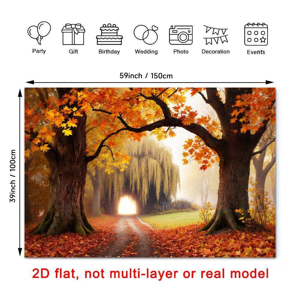 2D Flat Design 1-piece Autumn Tree Banner Suitable for Autumn Parties and Weddings