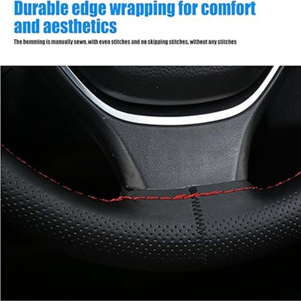 Car Steering Wheel Covers with Needles and DIY Braid Thread Non-Slip Soft Artificial Leather Auto Accessories Suitable for 38cm