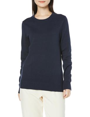 [Amazon Essentials] Pullover, Rundhalsausschnitt, 100 % Baumwolle, Damen, Marineblau, Größe M