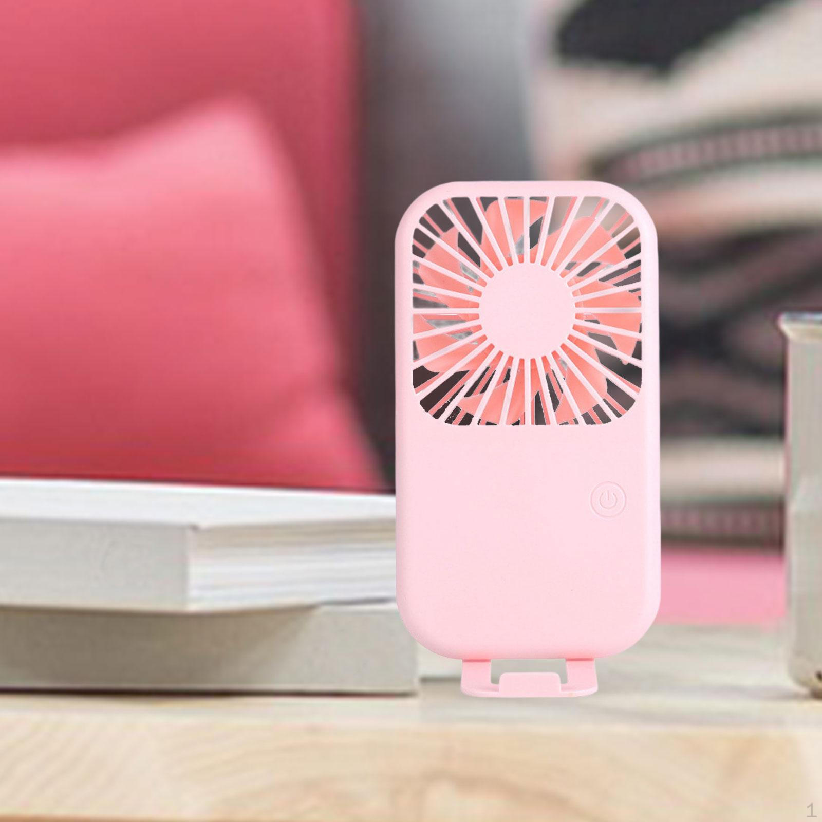 

Mini Handheld Fan Cooling Personal 3 Speeds Settings Desk for Dorm, рожевий